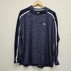 Under Armour Heatgear Loose Fit Tech Twist Hooded Shirt Size Small Blue White